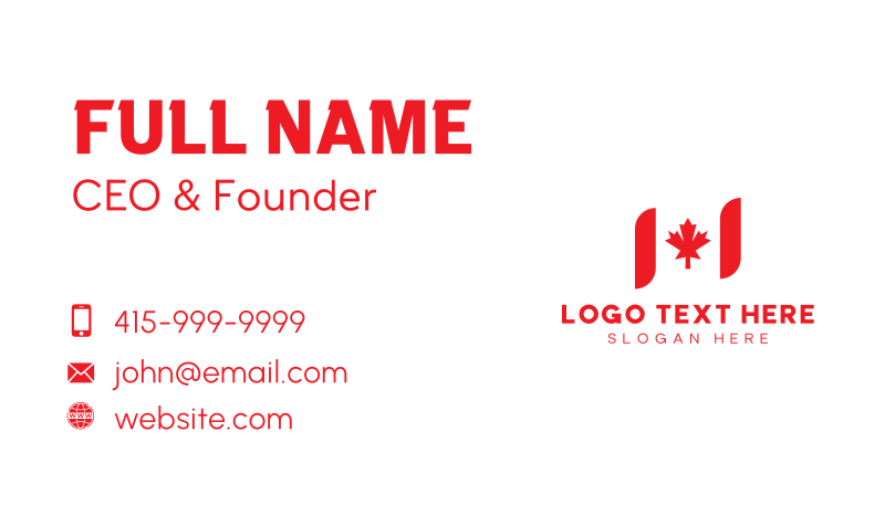 Minimal Canadian Flag Business Card
