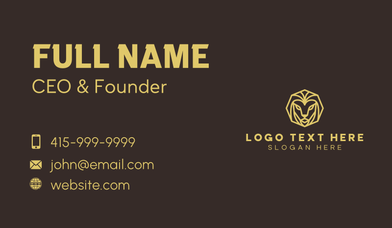 Minimal Lion Head Business Card