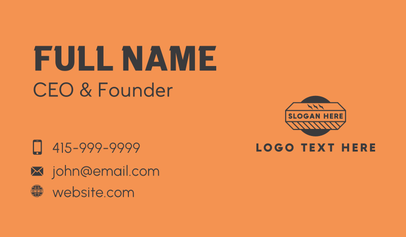 Construction Builder Emblem Business Card