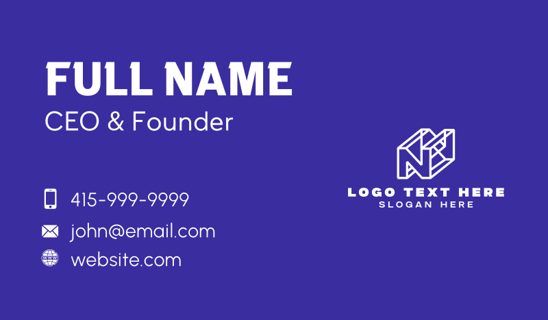 3D Letter N Business Card