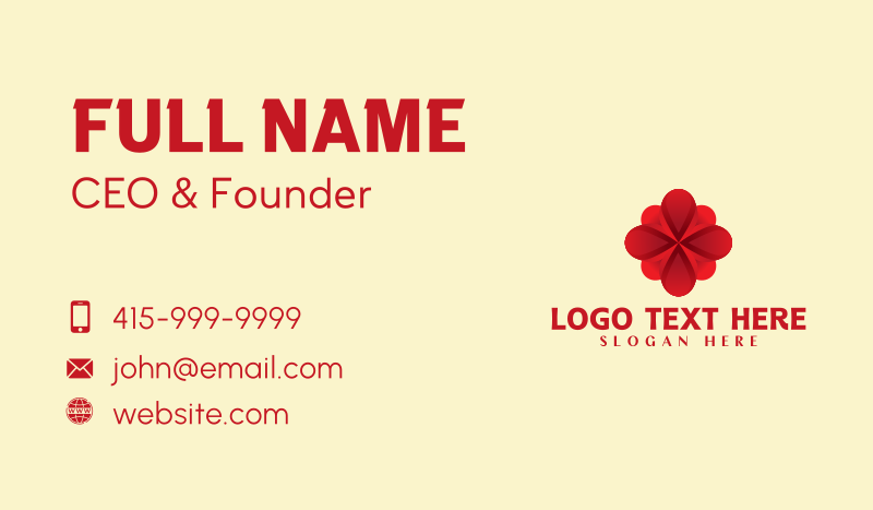 Red 3D Flower  Business Card