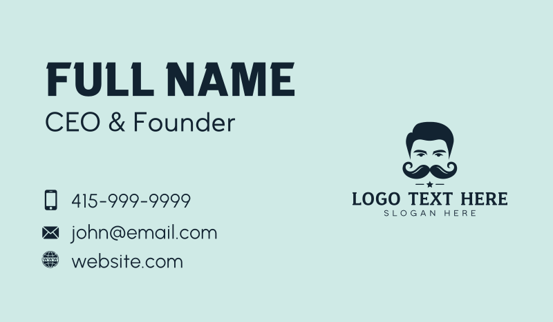 Mustache Barber Grooming Business Card