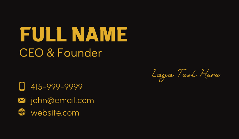 Luxury Brand Wordmark Business Card