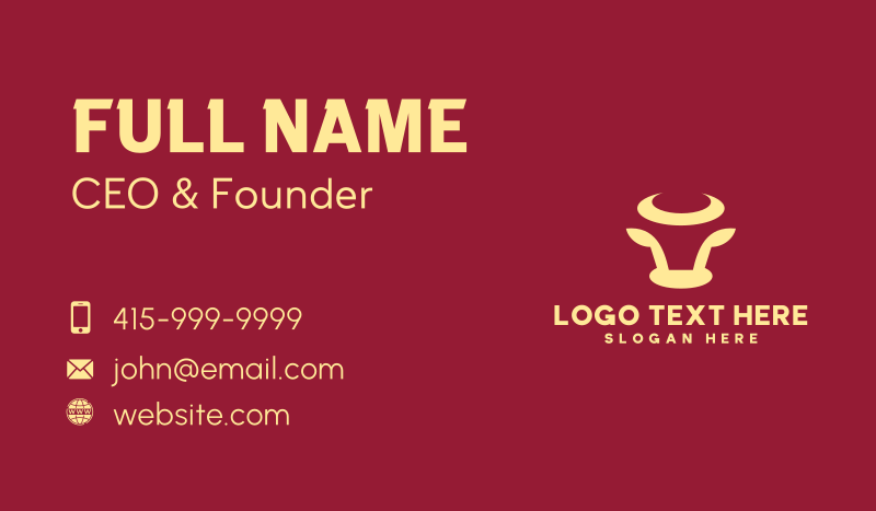 Simple Bull Head Business Card