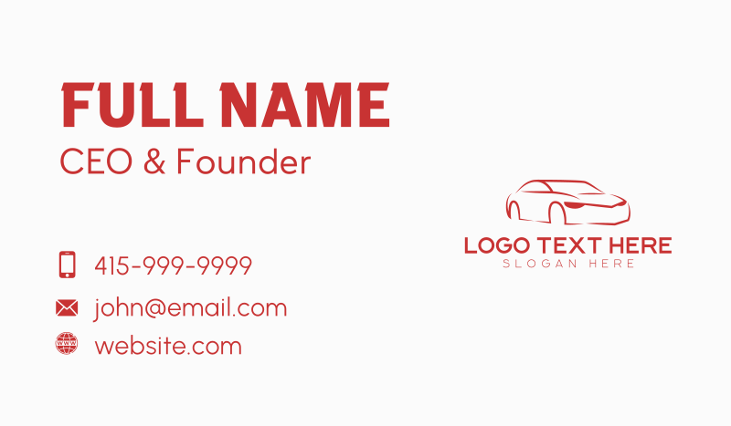 Red Luxury Car Business Card